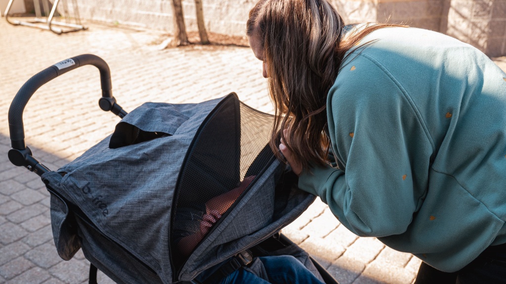 britax b-free - the sun shade on the b-free has a zip open mesh panel that allows...