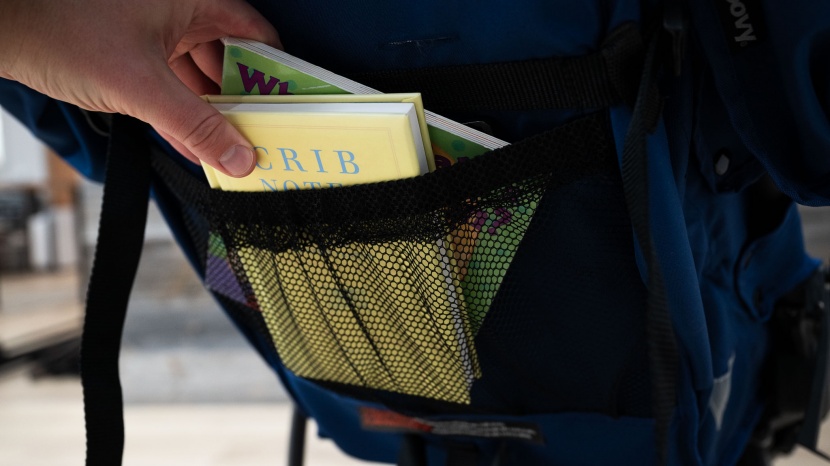 the seatback on the zoom has a mesh pocket for smaller supplies.