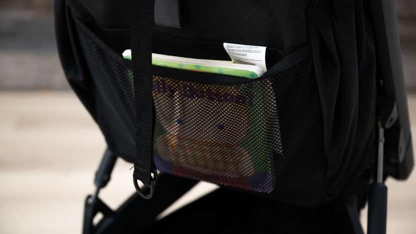 the guava seatback pocket is mesh and can hold smaller items.