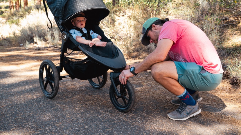 jogging stroller - jogging strollers are 3-wheel options with rubber tires, a locking...