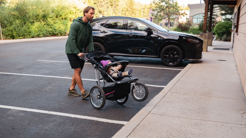 jogging stroller - we tested each stroller for how well they could go up and down...