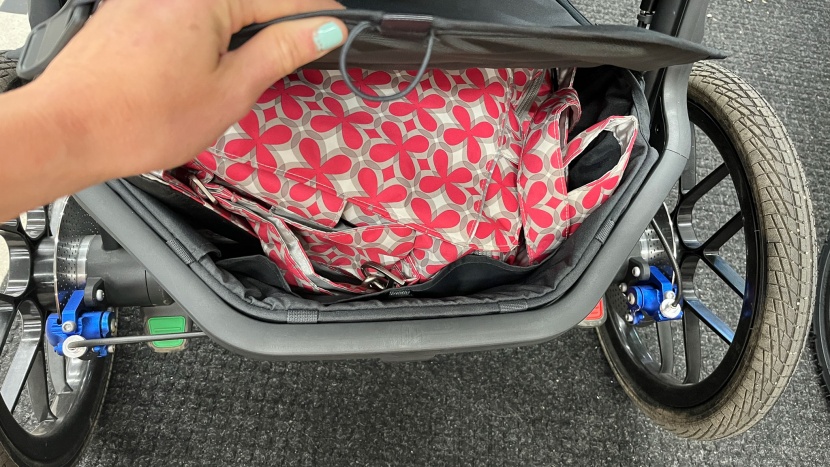 the uppababy ridge under seat storage holds up to 20 lbs and has a...