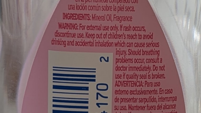 baby oil - johnson&#039;s only has two ingredients, mineral oil and fragrance...