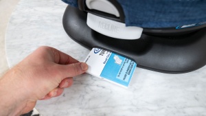 The Turn2Me manual is stored in a narrow storage pocket on the base...