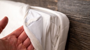 The Babyletto comes with a waterproof cover made from polyethylene.