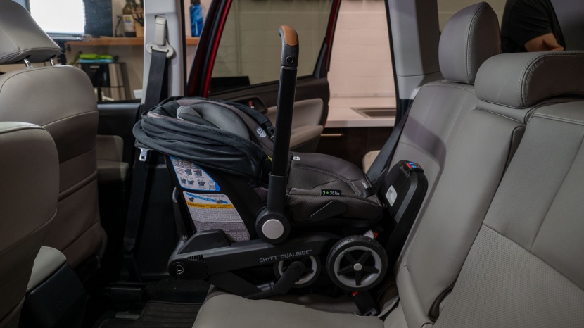 evenflo shyft dualride - installing the shyft with the vehicle belt is one of the easiest...