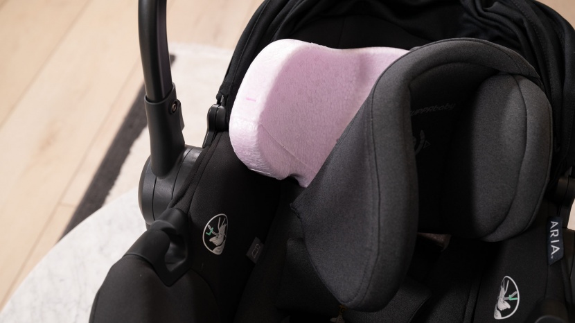 uppababy aria - the aria headrest is supportive impact foam but not soft or...