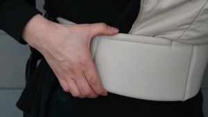 The waistband on the Momcozy provides extra support.