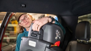 The headrest on the Shuttle Plus adjusts up and down based on the...