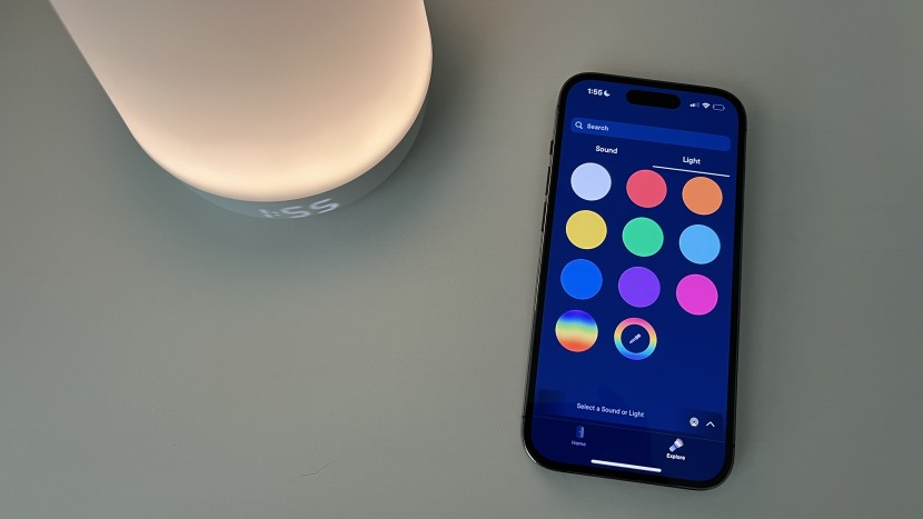 sound machine baby - the hatch rest lets you choose from nine colors, a rainbow mode, or...