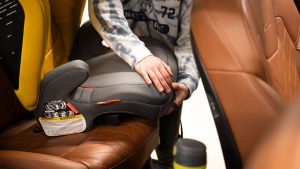 There is a LATCH strap release under the seat bottom on the Monterey.