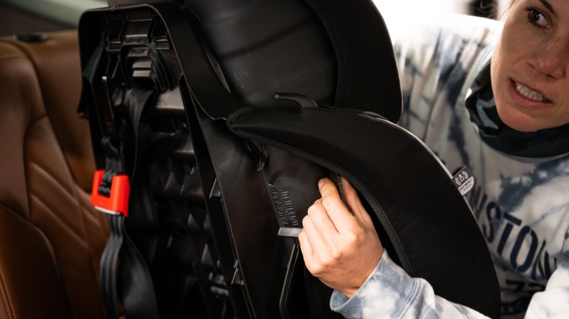 the latch connectors on the evenflo hook on the sides of the booster...