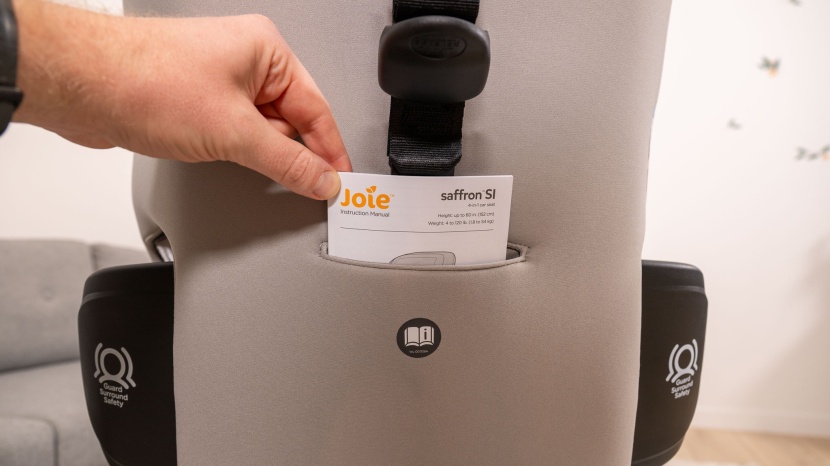 joie saffron si - the joie&#039;s user manual tucks into a pocket on the back of the seat...