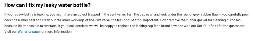 kids water bottle - on the camelbak website, they talk about fixing leak issues and...