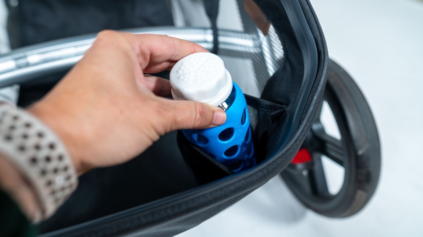 uppababy vista v3 - the smaller compartments for storage hold narrow kids sized bottles...