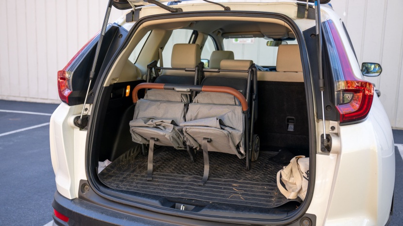 uppababy minu duo - transporting the minu duo is easily accomplished in a standard size...