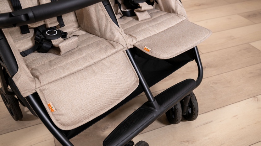 zoe twin v2 - there is a built-in footrest incorporated on the strollers frame to...