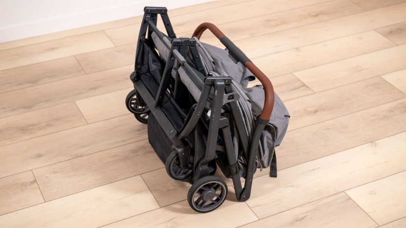 uppababy minu duo - the compact fold of this lightweight stroller stores easily at home...