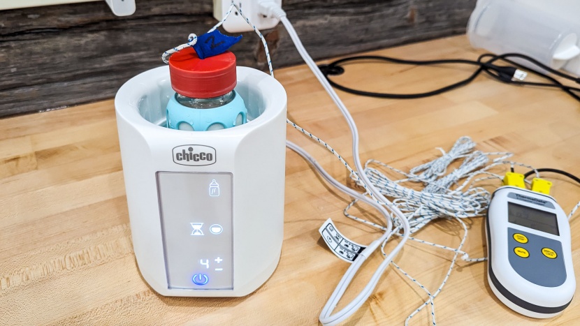 chicco digital bottle warmer &amp; sterilizer - we monitored the internal temperature of the contents of the bottle...