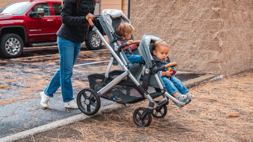 uppababy vista v3 double - each seat has three angles and can be easily adjusted by pushing the...
