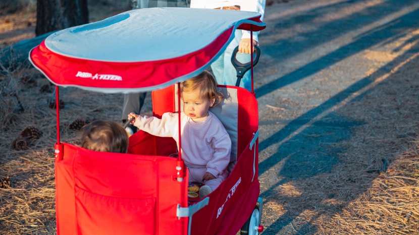 the radio flyer only offers direct overhead sun protection, which...