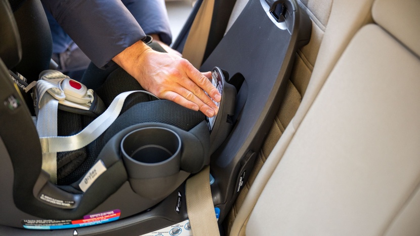 pressing the cybex lock-off closed is easy, and the palm-sized door...