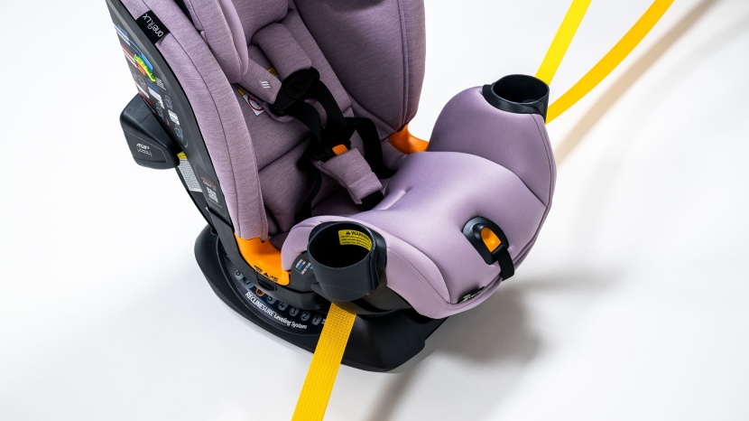 the onefit's rear-facing installation threads under the seat and...