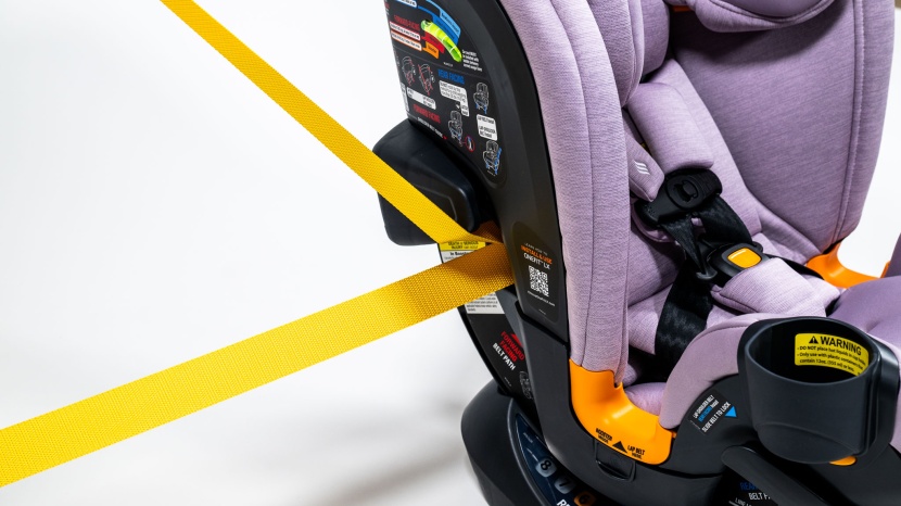 forward-facing installation of the onefit with the vehicle belt...