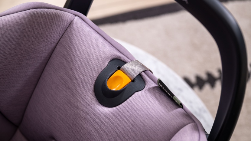 infant car seat - the chicco release button is easy to find and press.