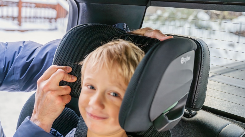 the headrest on the cybex is adjustable for taller children.