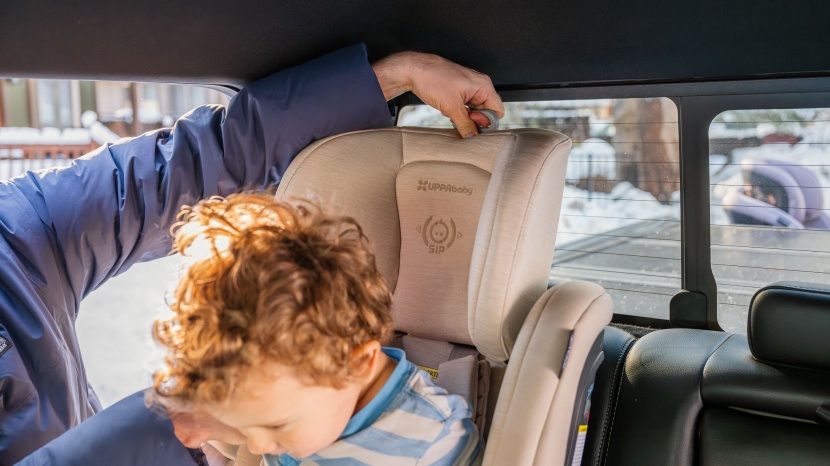 the rove headrest, harness height adjustment assembly moves up and...