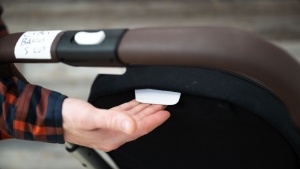 The back of the seat lever for recline adjustment on the Balios is...